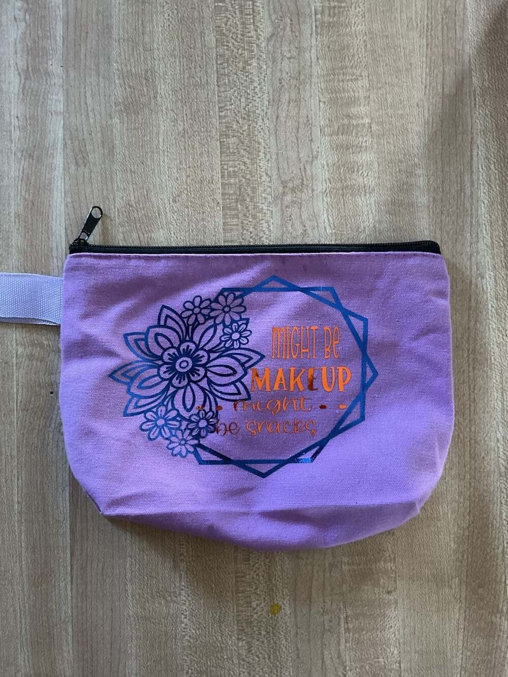 Purple Canvas Makeup and Snacks Zipper Pouch